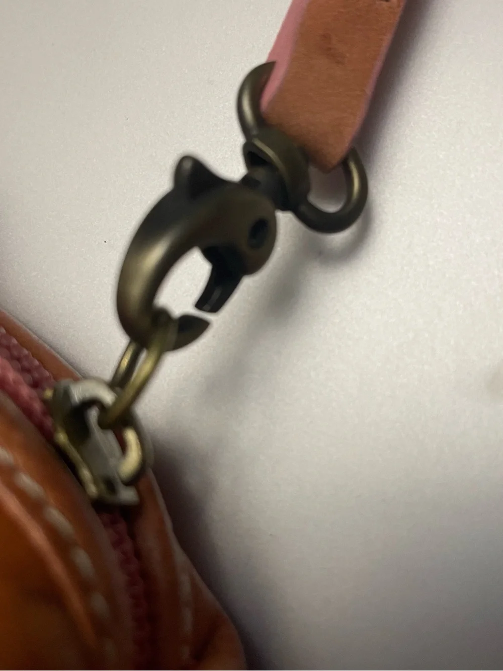 Tommy Bahama leather w Coral and Lime Green Interior Wristlet